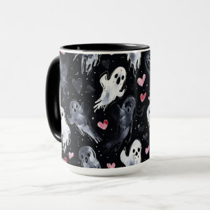 Mug Gothique Éffrayant Valentin Fantômes avec Coeurs