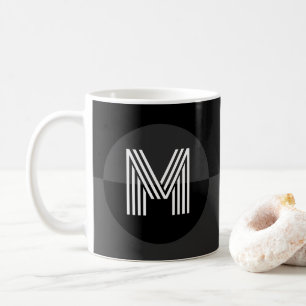 Mug Gothique noir gris foncé géométrique Monogramme mo
