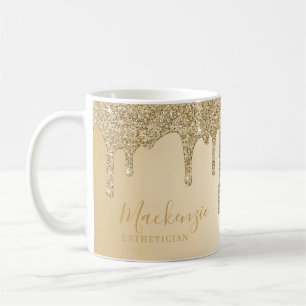 Mug Gouttes de paillettes dorées chic personnalisées