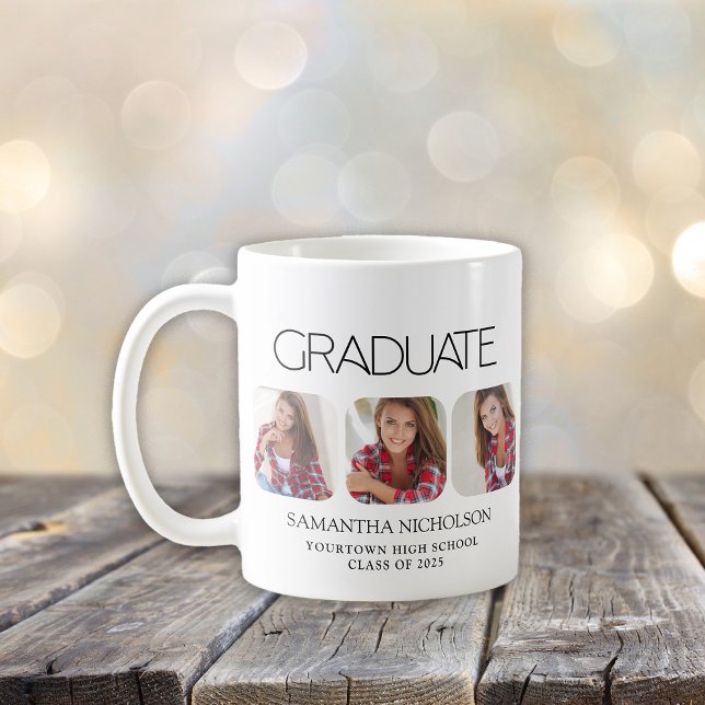 Mug Graduation 3-Photo Moderne (Graduation 3-photo mug)