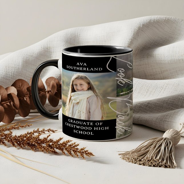 Mug Graduation Alors & Maintenant Grad Photo Collage G (Graduation Then & Now Grad Photo Collage Keepsake Mug)
