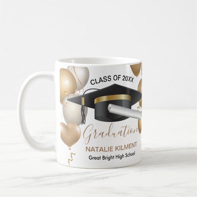 Mug Graduation de Casquette noir et or 2022 (Gauche)
