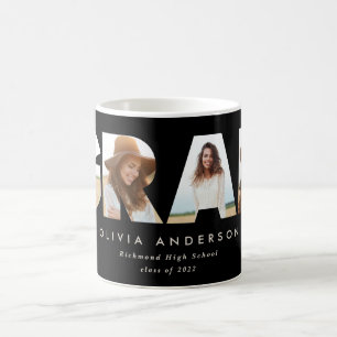 Mug Graduation géométrique moderne noir multi photo