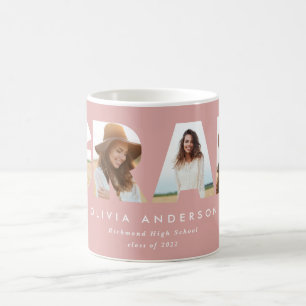 Mug Graduation géométrique moderne rose multi-photo