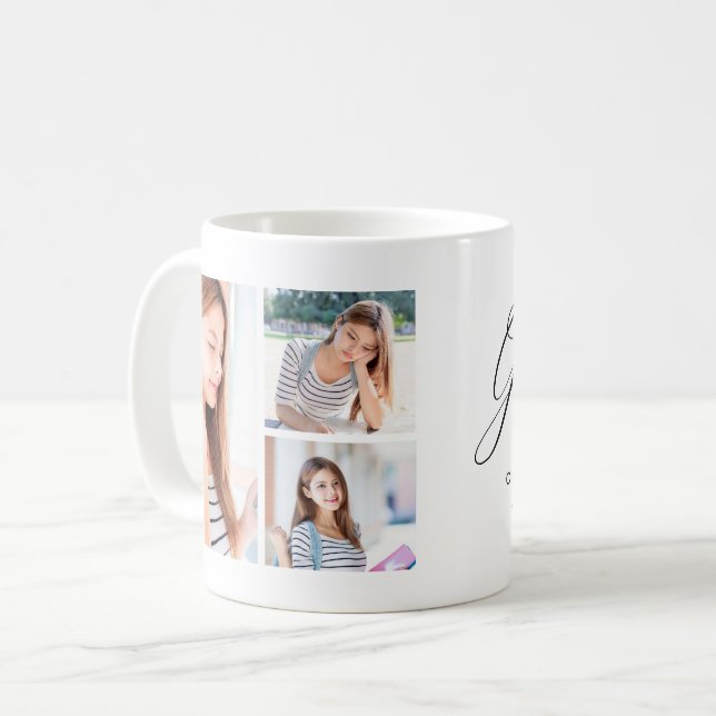 Mug Graduation moderne Photo Collage Classe de 2023 No (Devant gauche)
