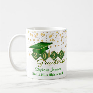 Mug Graduation personnalisée Vert & Or 20XX