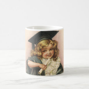 Mug Graduation vintage, Fille portant un Casquette et 