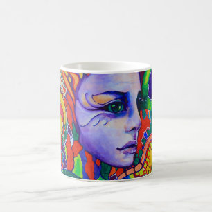 Mug Graffiti du visage de la femme colorée dans