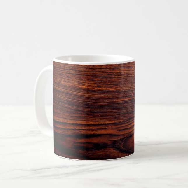 Mug Graine de bois foncé en acajou | motif en bois bru (Devant gauche)