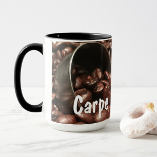 Mug Grains de café rôtis avec la photographie argent