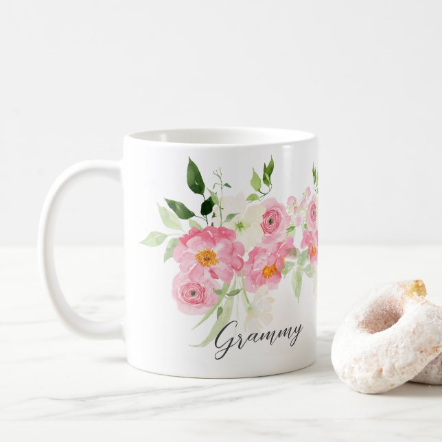 Mug Grammy florale de printemps (Avec donut)