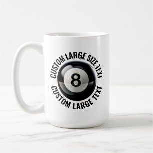 Mug Grand Boule 8 de piscine avec texte personnalisé -