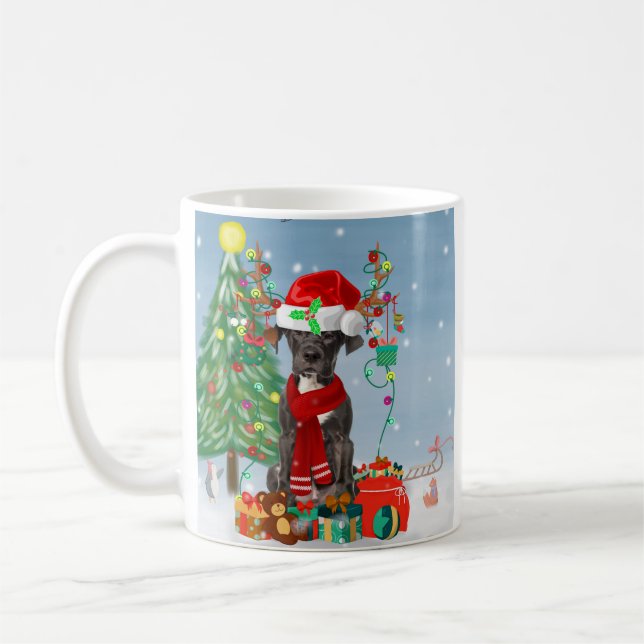 Mug Grand chien Danois avec cadeaux de Noël (Gauche)