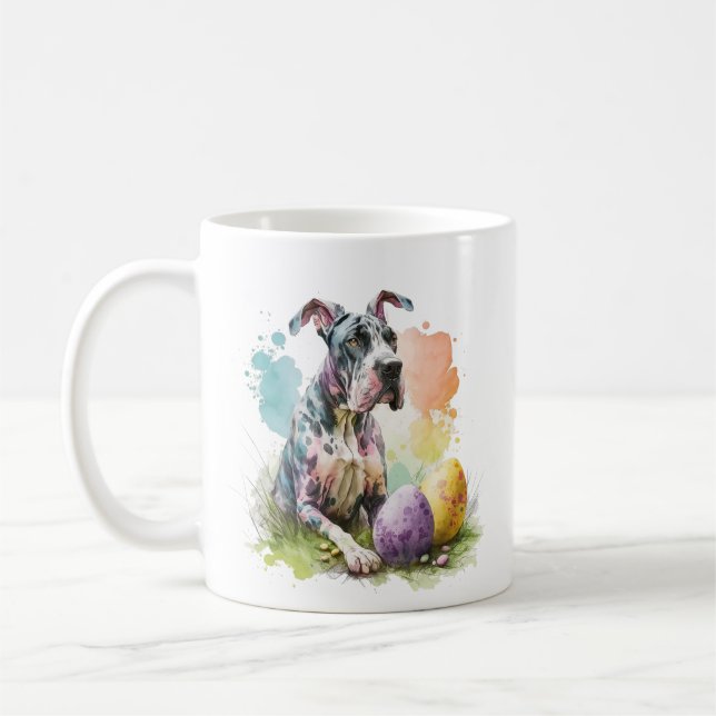 Mug Grand Chien Danse Oeuf De Pâques, Joyeux Grand Dan (Gauche)