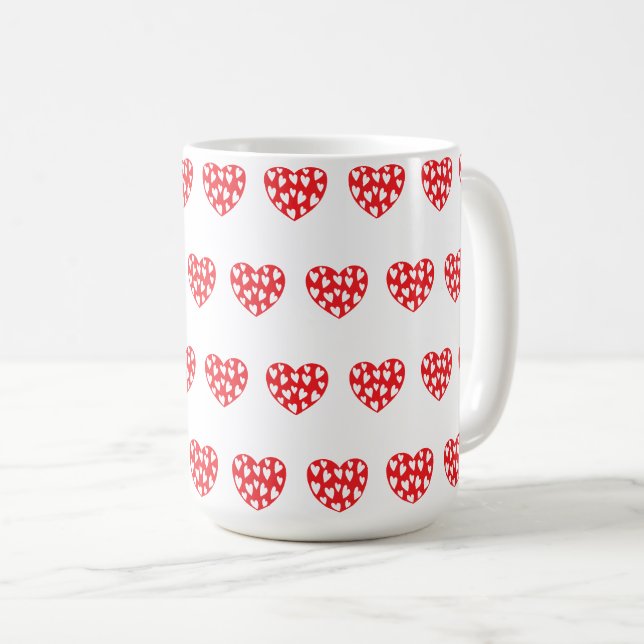 Mug Grand coeur rouge avec peu de coeur (Devant droit)