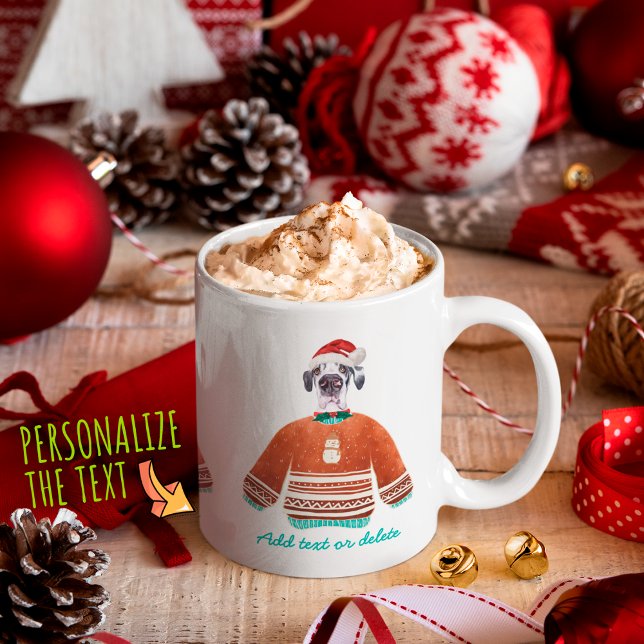 Mug Grand Danois portant un pull moche Noël amateur de (Créateur téléchargé)