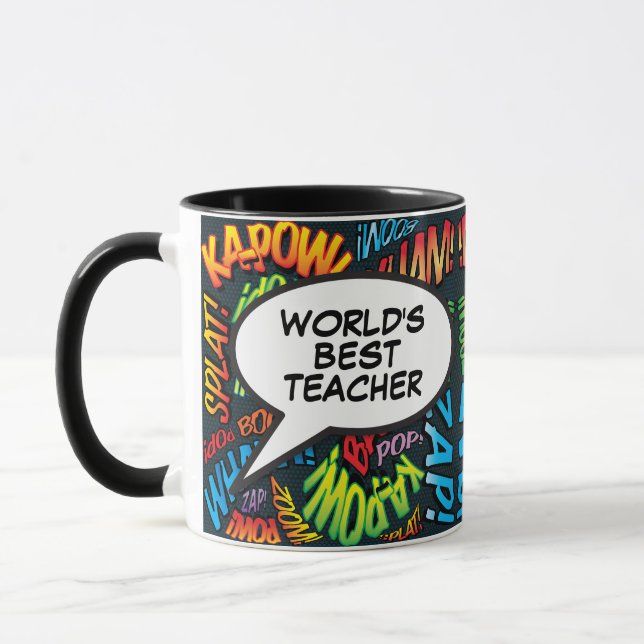 Mug Grand enseignant amusant Retro Comic Livre Pop Art (Gauche)
