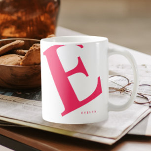 Mug Grand initial Typographie moderne Rose