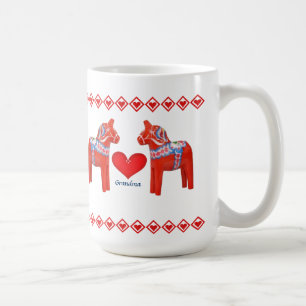 Mug Grand-maman de coeurs de cheval de Dala de Suédois