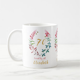 Mug Grand-mère 70e anniversaire Floral Ajouter votre n