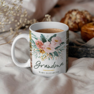 Mug Grand-mère cadeau 2 photo rose girolle aquarelle f