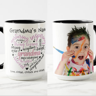 Mug Grand-mère Coeur Soigner Bien-aimée Photo personna