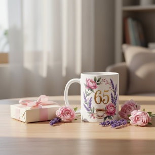 Mug Grand-mère élégante florale 65e anniversaire perso