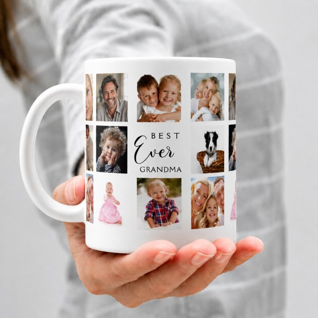 Mug Grand-mère mamie collage de photos noir blanc (Créateur téléchargé)