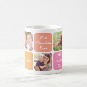 Mug Grand-mère Photo Collage rose orange