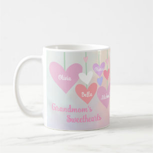 Mug Grand-mère Pink Heart Love Nana Soeurs Monogramme