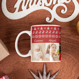 Mug Grand-parents 6 petits-enfants Photo Noël rouge