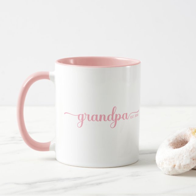 Mug Grand-Père Établi | Deux tons rose et blanc (Avec donut)