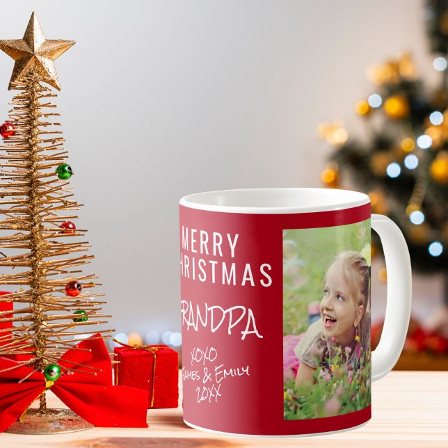 Mug Grand-père Joyeux Noël Photo rouge (Créateur téléchargé)
