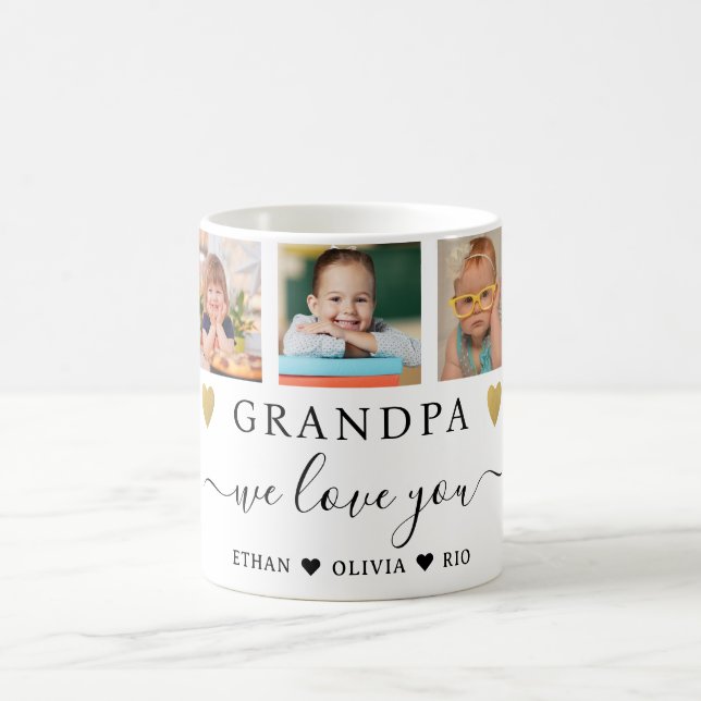 Mug Grand-Père Nous Vous Aimons Petits-Enfants 5 Photo (Centre)