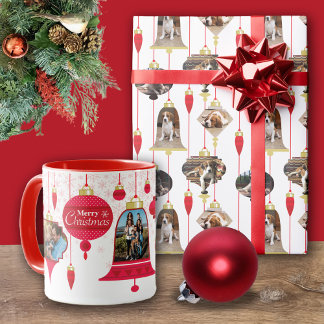 Mug Grand-père Red Retro Ornements Pink Snowflakes
