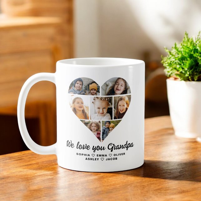 Mug Grand-père We Love you Hearts Modern Photo Collage (Créateur téléchargé)