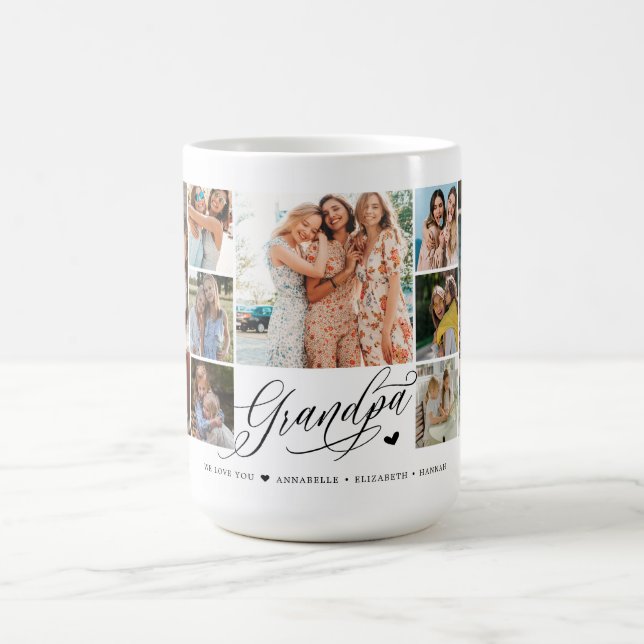 Mug Grand-père We Love You Photo Collage Typographie (Centre)
