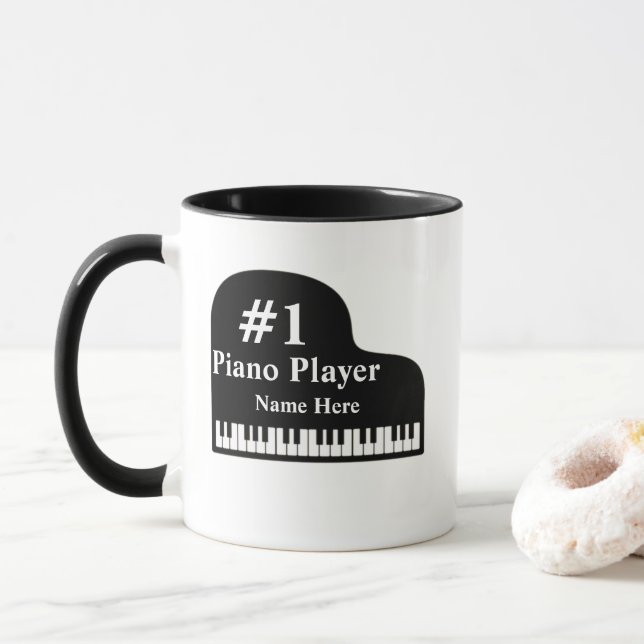 Mug Grand Piano # 1 Piano Player avec le nom Pianiste (Avec donut)