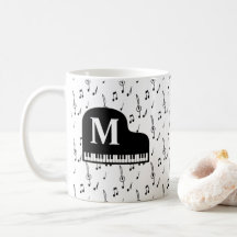 Grand Piano Music Note Monogramme Pianiste