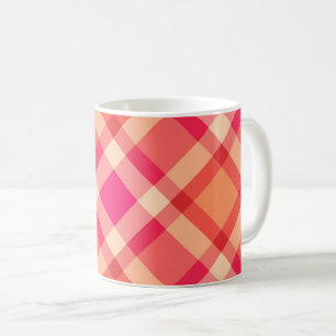 Mug Grand Plaid moderne, orange, corail et rose Fuchsi
