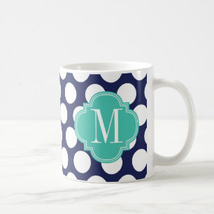 Mug Grand pois de marine et de turquoise décoré d'un
