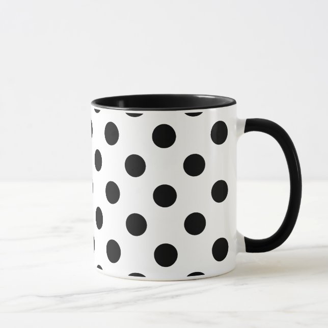 Mug grand pois noir sur arrière - plan blanc (Droite)