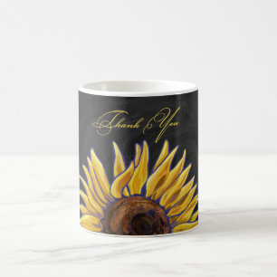Mug Grand Tournesol Art sur le Merci noir