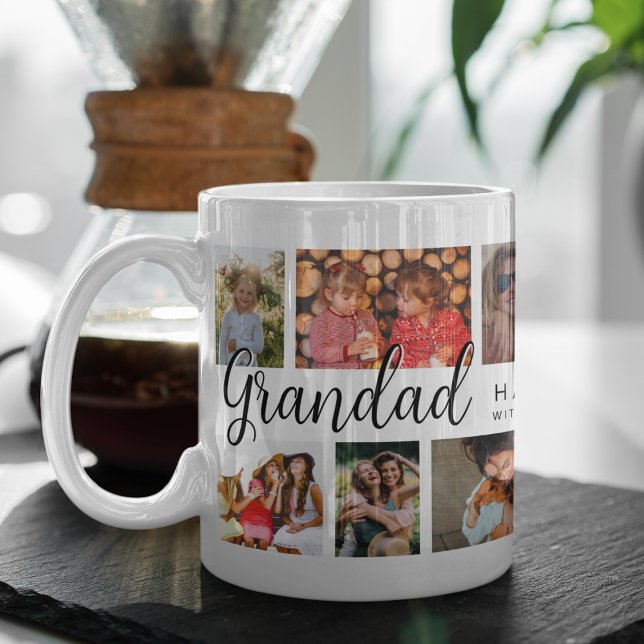 Mug Grandad personnalisé 12 Photo Collage Café (Créateur téléchargé)