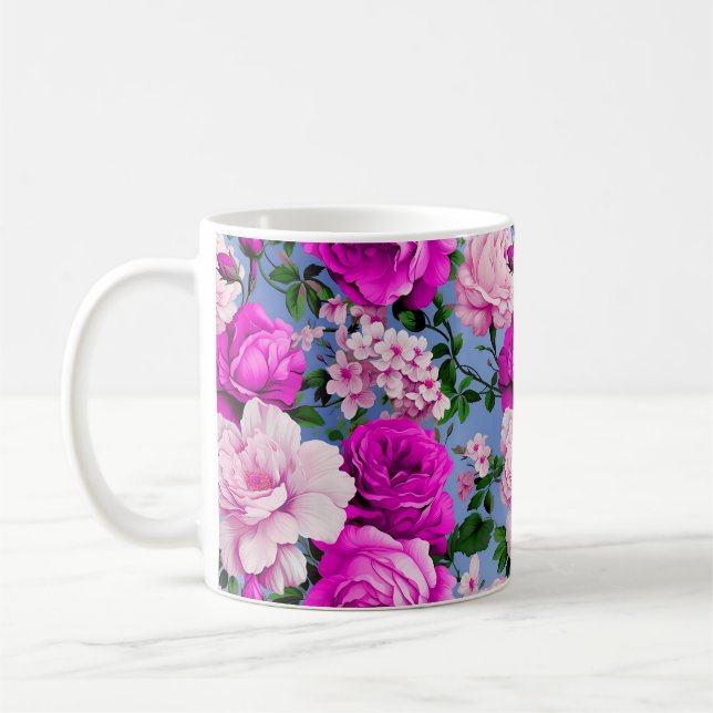 Mug Grande Fleur Rose rétro violet (Gauche)