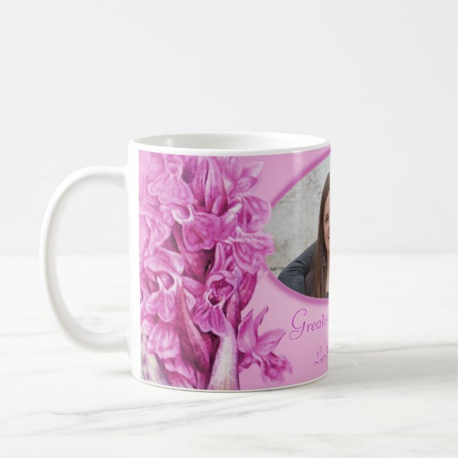 Mug Grande mamie orchidée rose "propre photo" muqueuse (Gauche)