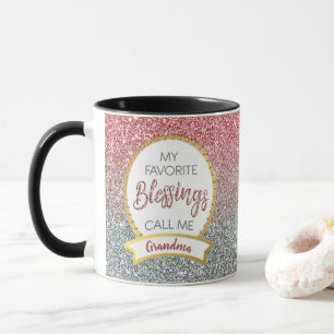 Mug Grande-mère Rose Parties scintillant d'argent Béné