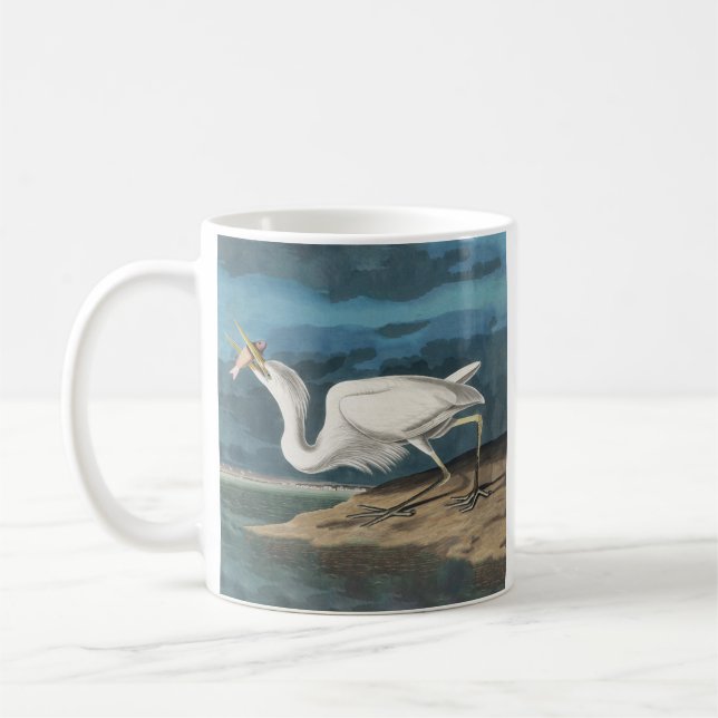 Mug Grande Peinture de la faune d'Audubon Heron blanc (Gauche)