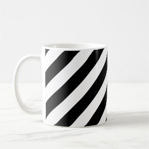 Mug Grandes bandes diagonales en noir et blanc Motif