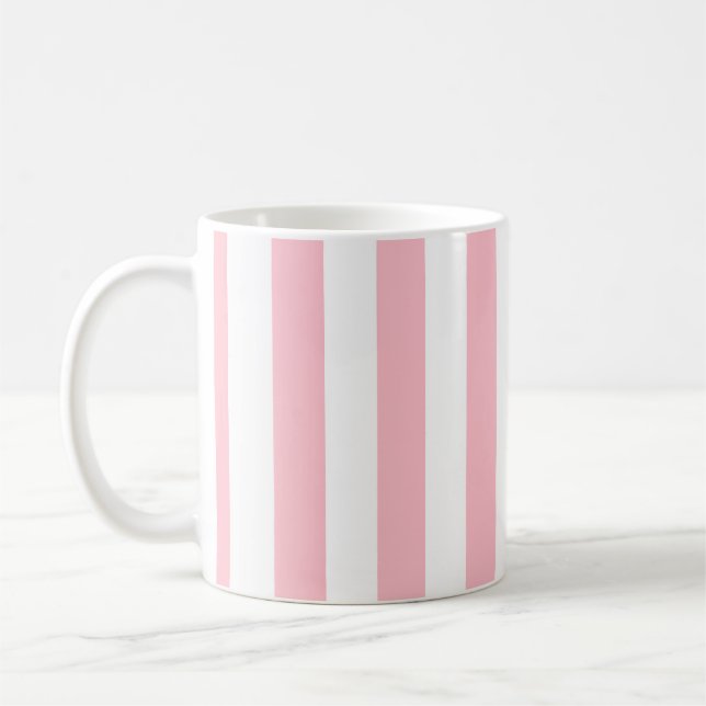 Mug Grandes bandes verticales roses et blanches Motif (Gauche)